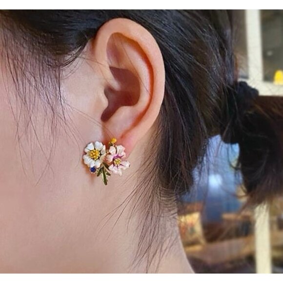 Small daisy glaze niche earrings - Picture 2 of 6